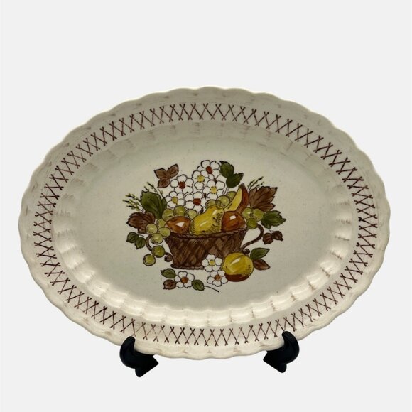 Metlox Other - Vintage Metlox Poppytrail Vernon Ware Fruit Basket Oval Serving Platter 13"
